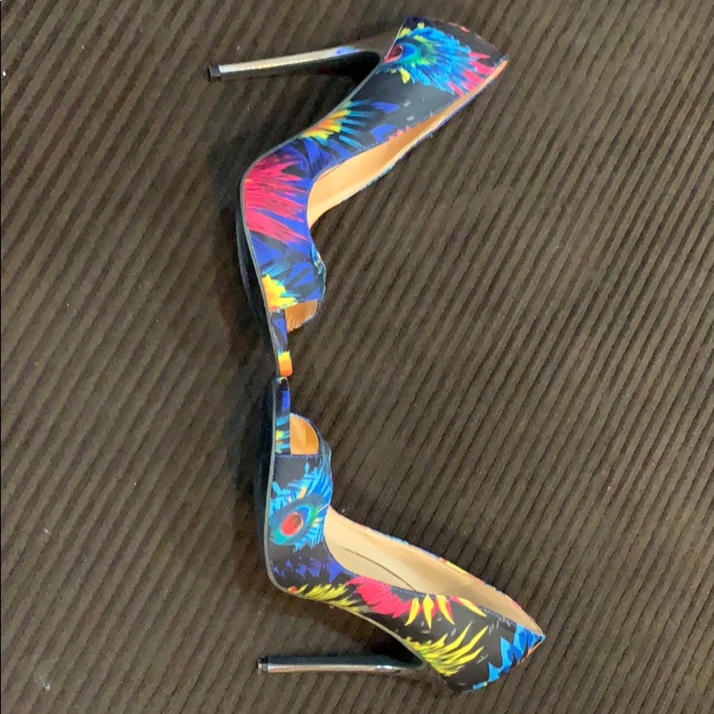 Colorful peep toe heels